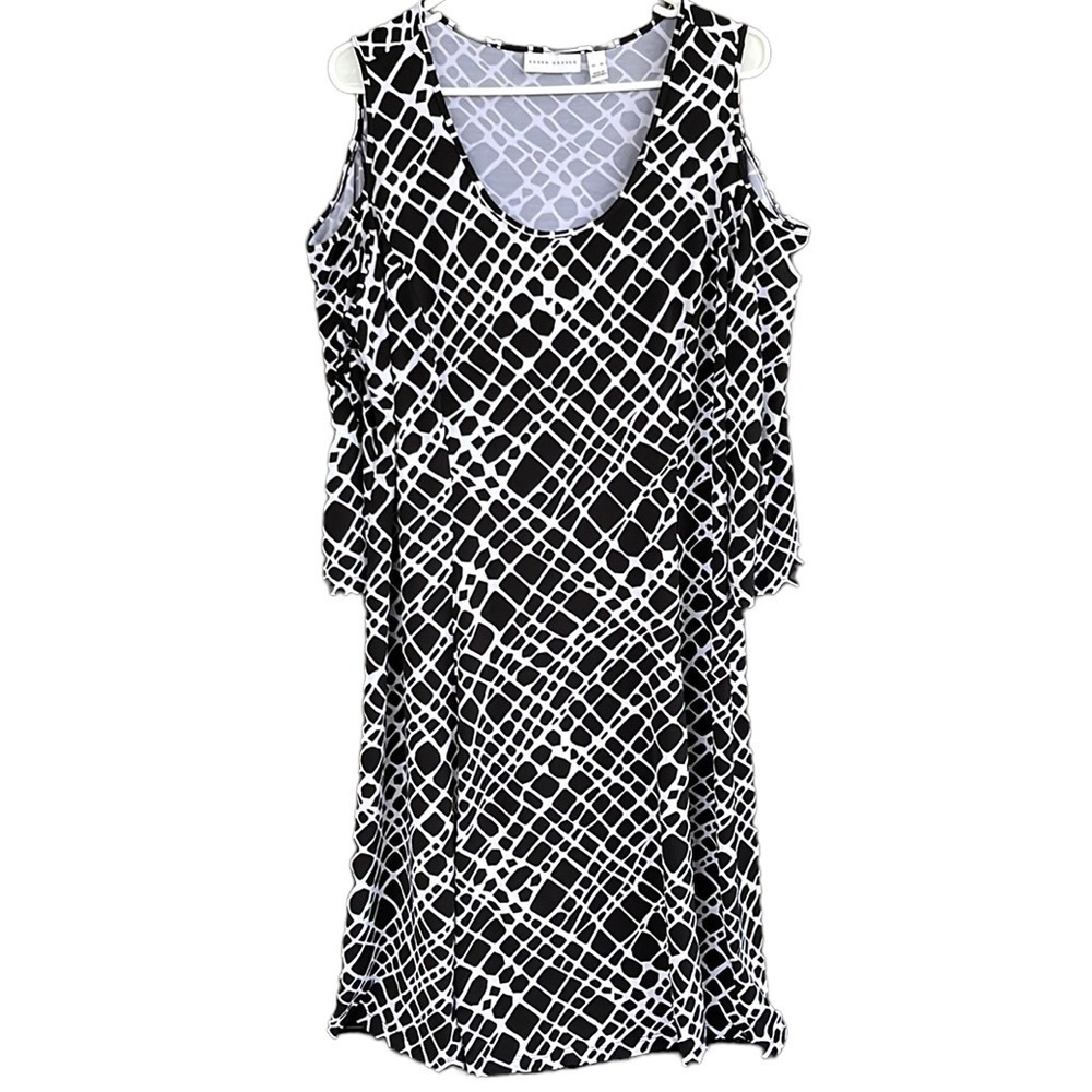 EUC Susan Graver Liquid Knit Cold Shoulder Dress